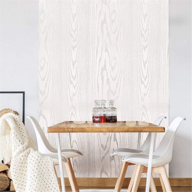 Yancorp Matte White Grain Wood Textured Vinyl Film Self-Adhesive Wallpaper Shelf Liner Drawer Plywood Peel-Stick Countertop (24" x197", White Wood)â€¦ - Image 5